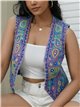 Embroidered denim waistcoat azul (S-M-L)