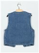 Embroidered denim waistcoat azul (S-M-L)