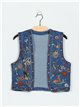 Embroidered denim waistcoat azul (S-M-L)