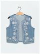 Embroidered denim waistcoat denim-blue (S-M-L-XL)