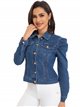 Cazadora denim manga abullonada azul (S-XXL)