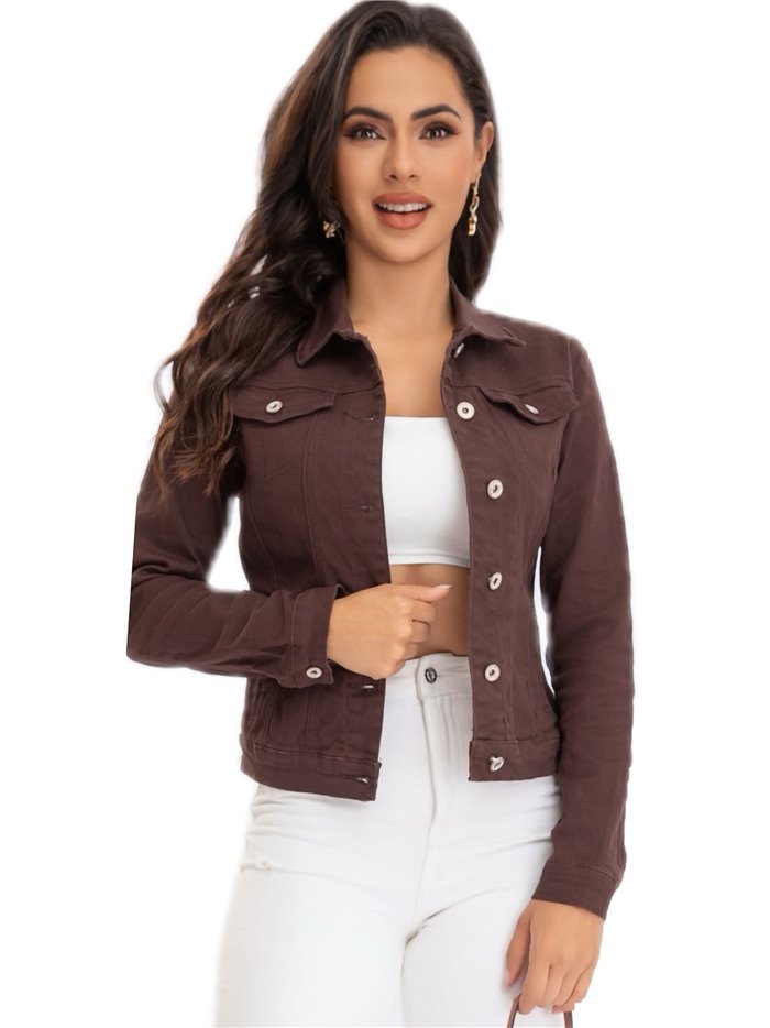 Basic denim jacket marron (40-50)