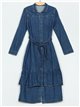 Vestido largo denim cinturón azul (S-XXL)