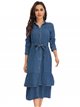 Vestido largo denim cinturón azul (S-XXL)