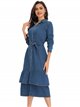 Vestido largo denim cinturón azul (S-XXL)