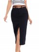 Belted denim midi skirt negro (S-XXL)