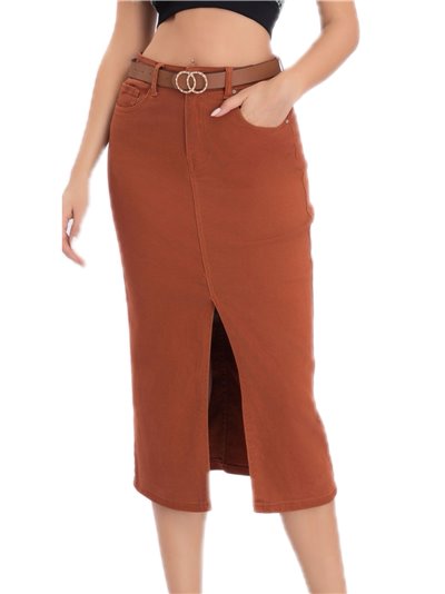 Belted denim midi skirt caramel (S-XXL)