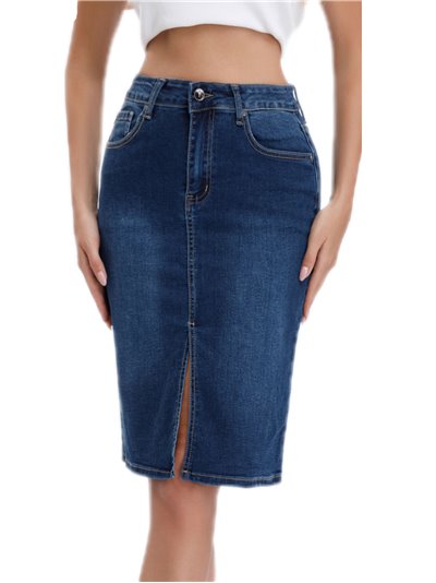 Denim midi skirt with a vent azul (S-XXL)