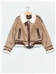 Sherpa lined faux suede jacket khaki-beige (S-M-L-XL)