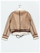 Sherpa lined faux suede jacket khaki-beige (S-M-L-XL)