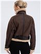 Sherpa lined faux suede jacket coffee-apricot (S-M-L-XL)