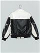 Faux leather racing jacket black-white (S-M-L-XL)