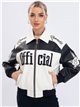 Faux leather racing jacket black-white (S-M-L-XL)