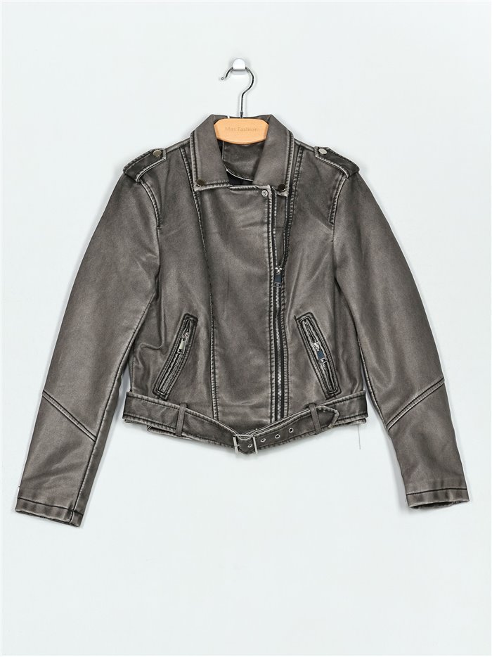 Faux leather biker jacket brown (M-L-XL-2XL)