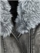 Faux leather biker jacket with faux fur black-gray (M-L-XL-2XL)