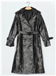 Faux leather trench coat black (S-M-L)