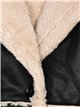 Sherpa lined faux leather coat black-apricot (M-L-XL-2XL)