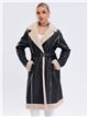 Sherpa lined faux leather coat black-apricot (M-L-XL-2XL)