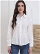 Camisa calada efecto lino blanco (S-M-L-XL)