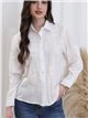 Camisa calada efecto lino blanco (S-M-L-XL)