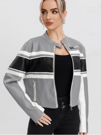 Striped faux leather jacket (S-M-L-XL)