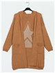 Star cardigan with hood camel