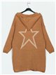 Star cardigan with hood camel