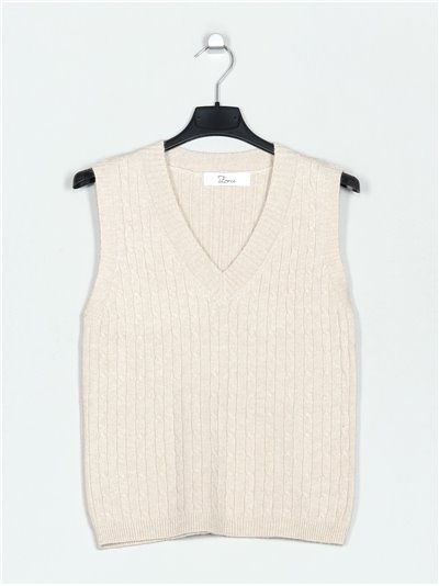 Textured cable-knit waistcoat