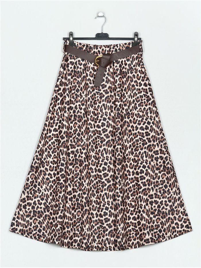 Leopard print A-line skirt