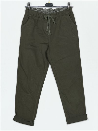 Pantalón cintura elástica verde