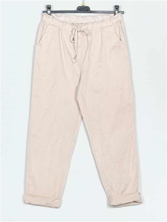 High waist trousers beis