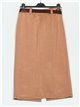 Belted stretch midi skirt