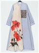 Maxi contrast shirt dress rayas-flores