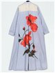 Maxi contrast shirt dress rayas-flores