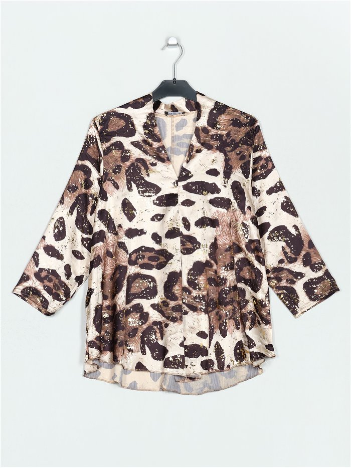 Satin leopard print blouse