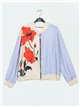 Printed bomber jacket rayas-flores