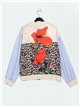 Bomber amplio estampado rayas-flores