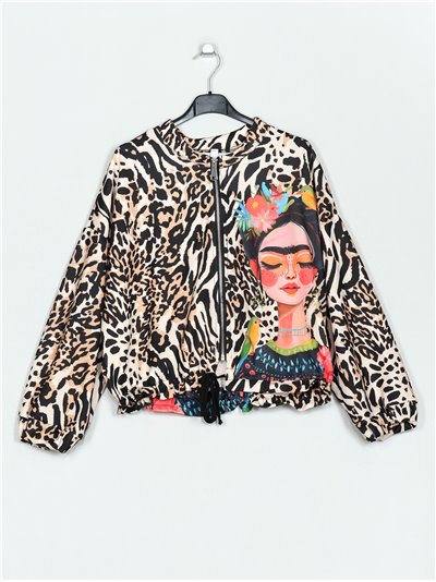 Leopard print bomber jacket