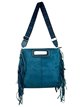 Fringed faux suede crossbody bag azul-petroleo