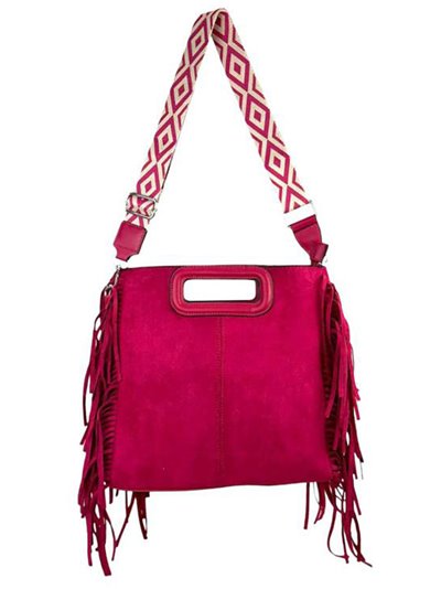 Fringed faux suede crossbody bag fucsia