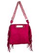 Fringed faux suede crossbody bag fucsia