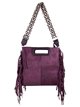 Fringed faux suede crossbody bag morado