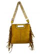 Fringed faux suede crossbody bag amarillo