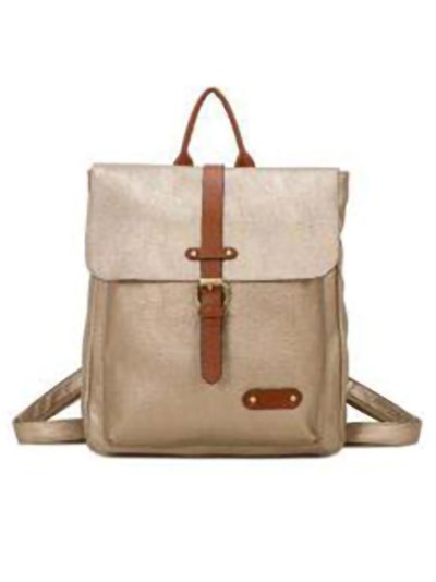 Backpack with flap bronce