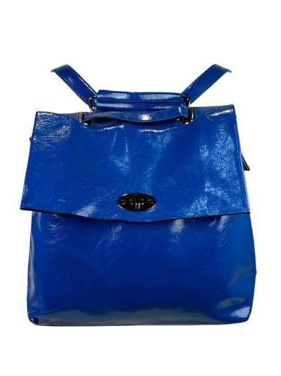 Backpack with flap blue