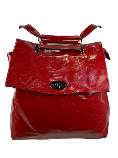 Backpack with flap plum-red