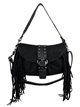 Fringed faux suede crossbody bag negro