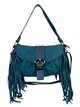 Fringed faux suede crossbody bag azul-petroleo