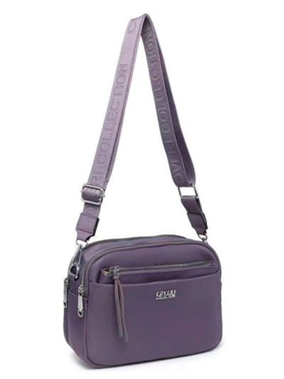 Nylon backpack with zip morado