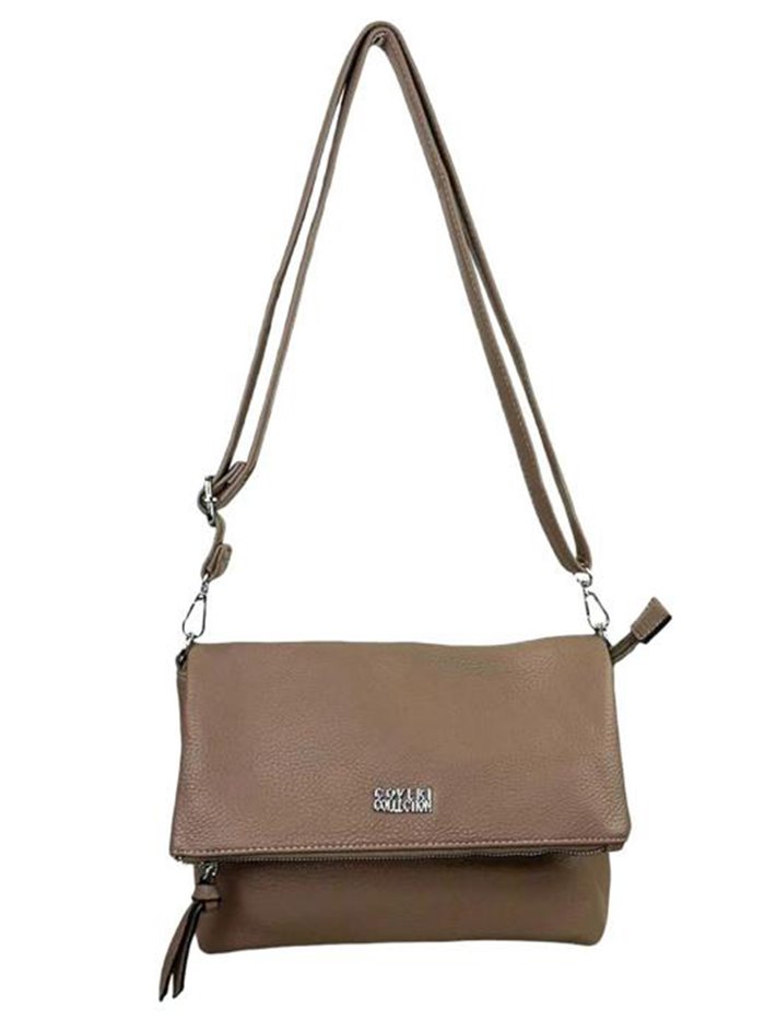 Crossbody bag with flap taupe